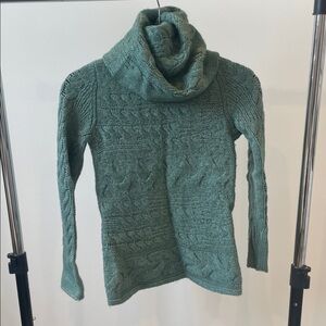Banana Republic Teal Cable Knit Turtleneck Sweater